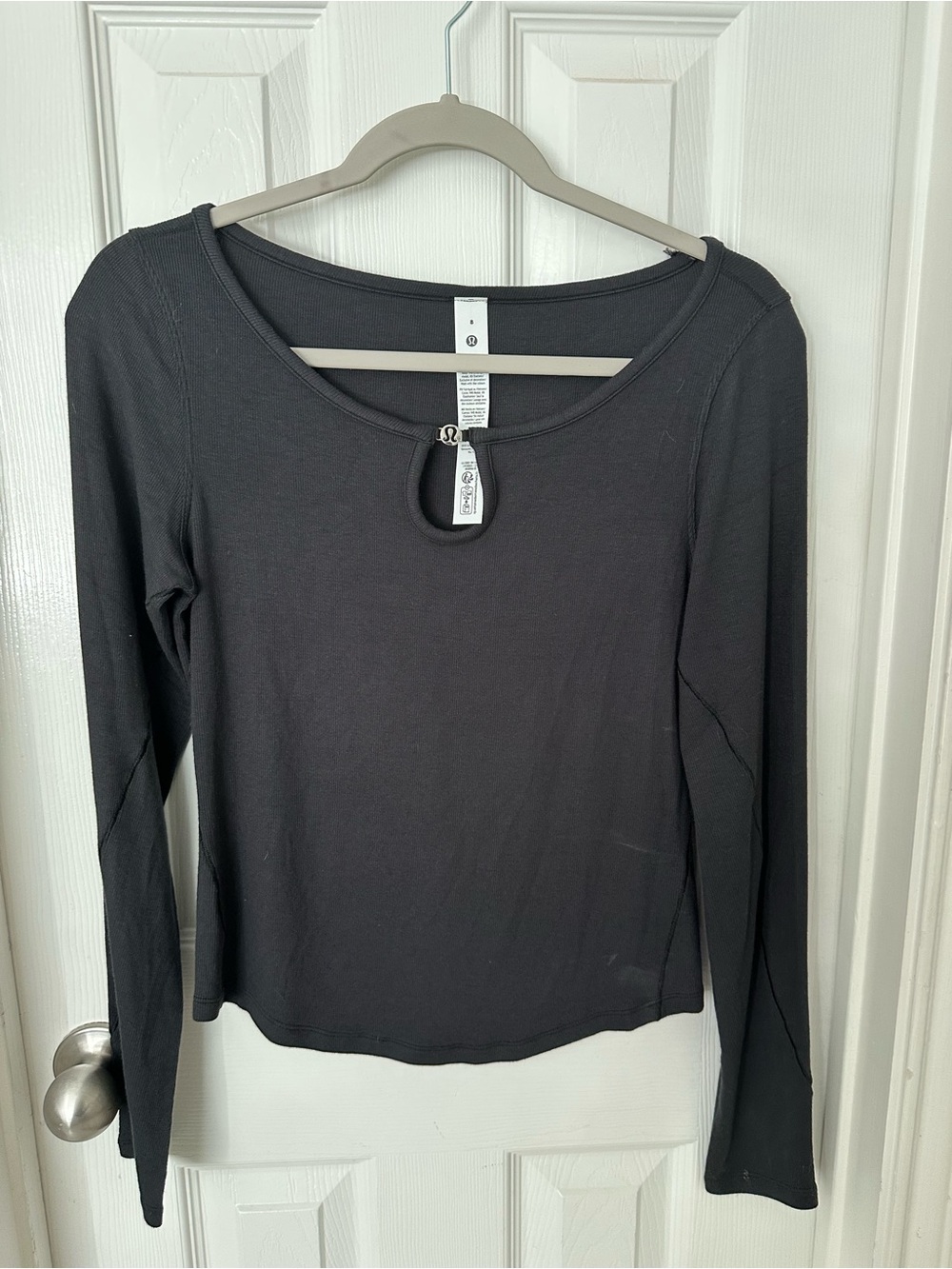 Lululemon NEW athletica Black Long-Sleeve Top with Front Keyhole